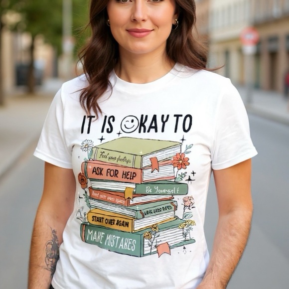 None Tops - White Graphic Tee with Motivational Print